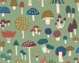 Mushroom and Cherry OXFORD - Mushrooms Dusty Green from Cosmo Fabric