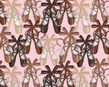 Ballet Shoes Slippers Pink Brown from David Textiles Fabrics