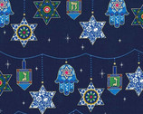 Peace Love and Light - Ornaments Royal Blue from Michael Miller Fabric