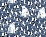 Side by Side Polar Bears Navy Blue from Michael Miller Fabric