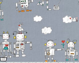You Turn Me On - Robots Steel Grey from Michael Miller Fabric