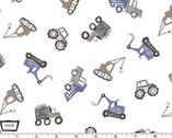 Diggers and Dumpers - Tossed Diggers and Dumpers Tan from Michael Miller Fabric