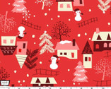 Season of Light - Houses Snowman Red from Michael Miller Fabric