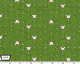 Curiosity - Fox Faces Meadow Green from Michael Miller Fabric