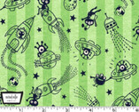 Space Oddity - Monster Astronauts Green from Michael Miller Fabric