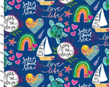 Seas the Day - Sea Words Navy by Bethany Joy from 3 Wishes Fabric