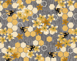 Bloomin’ Poppies - Honeycomb and Flower Gray by Jan Mott from Henry Glass Fabric