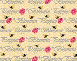 Bloomin’ Poppies - Words Cream Yellow by Jan Mott from Henry Glass Fabric