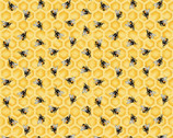 Bloomin’ Poppies - Tiny Honeycomb and Bee Yellow by Jan Mott from Henry Glass Fabric