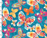 Good Vibes - Butterflies Blue from 3 Wishes Fabric