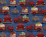 Hometown America - Trucks Navy Blue from 3 Wishes Fabric