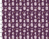 Moonlight - Moon Phases Plum Purple Metallic from 3 Wishes Fabric
