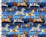 Amazement Park - Carousel Blue by Josh Rey from 3 Wishes Fabric