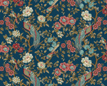 Lille - Main Bird and Floral Teal by Michelle Yeo from Henry Glass Fabric