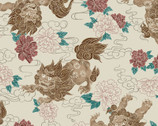 Bingata from Okinawa - Lions Floral Cream from Cosmo Fabric