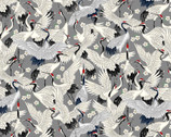 Traditional Japanese Style DOBBY - Cranes Grey from Cosmo Fabric