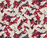 Traditional Japanese Style DOBBY - Cranes Red from Cosmo Fabric