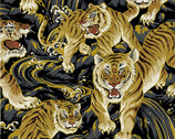 Hyakka Ryoran Tora Metallic - Tiger Black from Quilt Gate Fabric