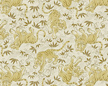 Hyakka Ryoran Tora Metallic - Small Tigers Tan from Quilt Gate Fabric