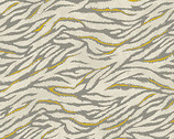 Hyakka Ryoran Tora Metallic - Tiger Stripe Tan Grey from Quilt Gate Fabric
