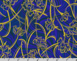 Peacock Garden - Floral Outline Peacock Royal Blue from Robert Kaufman Fabrics