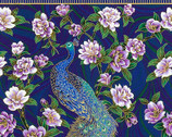 Peacock Garden - Peacock Royal Blue PANEL 24 Inches from Robert Kaufman Fabrics