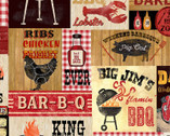 King of the Grill - BBQ Signages Multi by Gail Cadden from Timeless Treasures Fabric