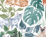 Fronds and Felines - Cats White by Rae Ritchie from Dear Stella Fabric
