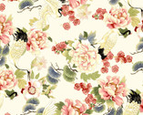 Tadashi Metallic - All over Floral Crane Cream Multi from P & B Textiles Fabric