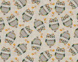 Hello Fall - Tossed Owls Taupe from Benartex Fabrics