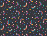 Over the Rainbow - Shooting Rainbow Stars Nearly Black from Lewis and Irene Fabric