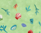 Sanibel - Sea Shells Green from Clothworks Fabric