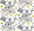 Misty Morning - Cabbage Rose Yellow White by Barb Tourtillotte from Henry Glass Fabric