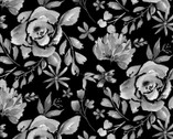 Misty Morning - Cabbage Rose Grey Black by Barb Tourtillotte from Henry Glass Fabric