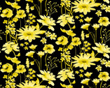 Misty Morning - Daisy Yellow Black by Barb Tourtillotte from Henry Glass Fabric