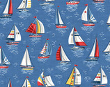 Nautical - Yachts Sail Boats Blue from Makower UK  Fabric