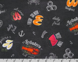 Catch of the Day - Seafood Labels Chalkboard from Robert Kaufman Fabric