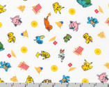 Sunny Days Pokemon - Characters Toss Beach Gear White from Robert Kaufman Fabric