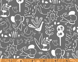 Dream - Jungle Animals Charcoal Grey by Jill McDonald from Windham Fabrics