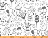 Dream - Jungle Animals Charcoal White by Jill McDonald from Windham Fabrics