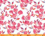 Veranda - Mini Floral Coral Pink on White by Whistler Studios from Windham Fabrics