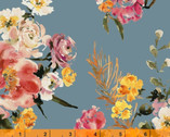 Wildflower - Coral Charm Dusk Blue CANVAS by Kelly Ventura from Windham Fabrics