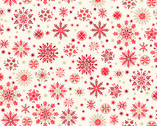Scandi - Snowflakes Cream Red from Makower UK  Fabric