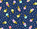 Believe - Ice Cream Shop Navy by Kim Shaefer from Makower UK  Fabric