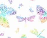 Rainbow Garden - Rainbow Butterflies White from Andover Fabrics