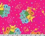 Pokemon - Character Bunch Ice Cream Pink from Robert Kaufman Fabrics