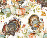 Harvest - Turkeys and Pumpkins by Susan Winget from Springs Creative Fabric