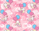 Bananya - Balloons Cats Bananas Pink from Print Concepts Fabric