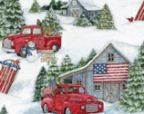 Christmas - Snow and Trucks Barn by Susan Winget from Springs Creative Fabric