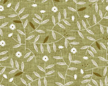 Verdure - Folk Floral Olive Green by Esther Fallon Lau from Clothworks Fabric